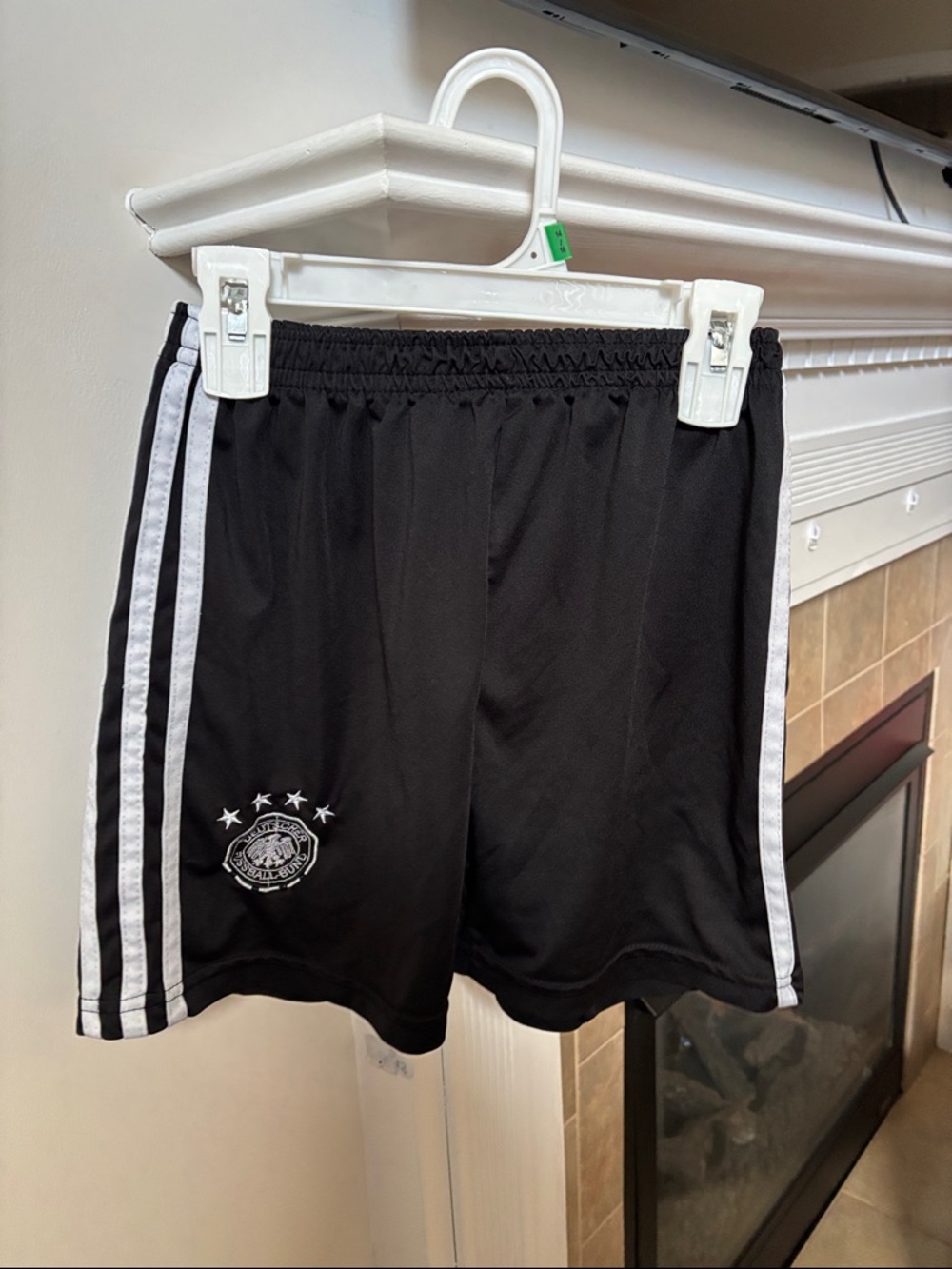 Boys Black Athletic Shorts with White Side Stripes Size 5